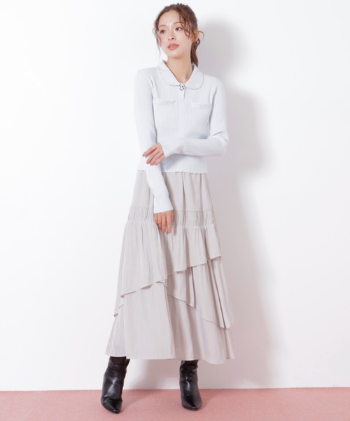 JILL by JILL STUART(ジルバイジルスチュアート)の「◇パールブレードエリツキニット(ニット/セーター・レディース・ブラック/グレー/ブルー・FREE)」の13枚目の写真