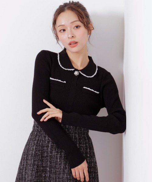 JILL by JILL STUART(ジルバイジルスチュアート)の「◇パールブレードエリツキニット(ニット/セーター・レディース・ブラック/グレー/ブルー・FREE)」の5枚目の写真