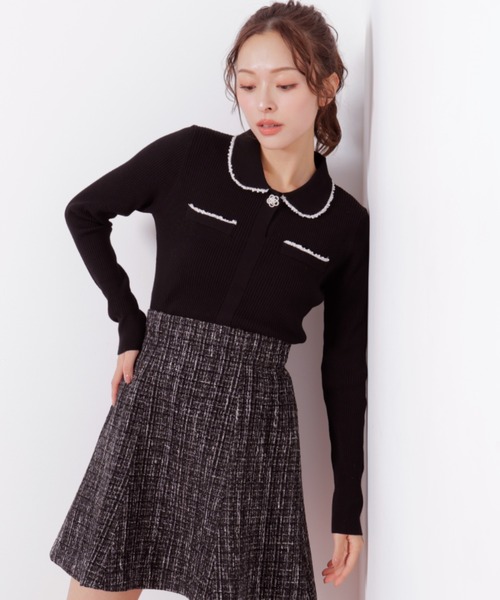 JILL by JILL STUART(ジルバイジルスチュアート)の「◇パールブレードエリツキニット(ニット/セーター・レディース・ブラック/グレー/ブルー・FREE)」の6枚目の写真