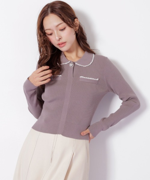 JILL by JILL STUART(ジルバイジルスチュアート)の「◇パールブレードエリツキニット(ニット/セーター・レディース・ブラック/グレー/ブルー・FREE)」の18枚目の写真