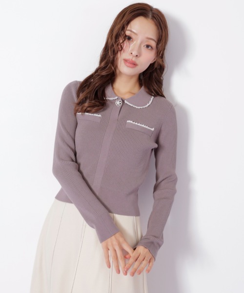 JILL by JILL STUART(ジルバイジルスチュアート)の「◇パールブレードエリツキニット(ニット/セーター・レディース・ブラック/グレー/ブルー・FREE)」の19枚目の写真