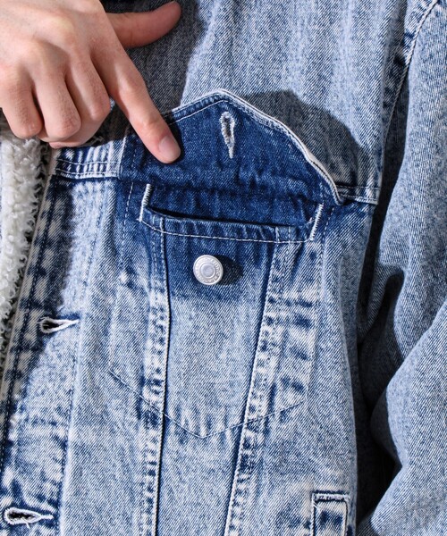 GLOSTER（グロスター）の「デニムストームライダース 裏ボア デニムジャケット（デニムジャケット・メンズ・ブラック/ブルー系その他2/ブルー系その他・XL/L/M）」の4枚目の写真