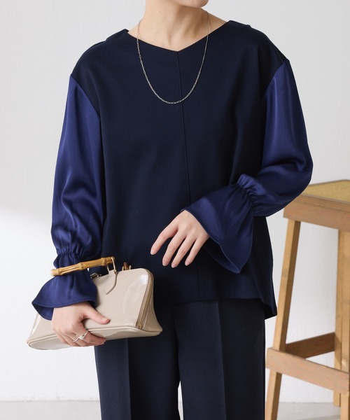 COLLAGE GALLARDAGALANTE(コラージュガリャルダガランテ)の「ドッキングスリーブプルオーバー(Tシャツ/カットソー・レディース・ネイビー/パープル/オフホワイト・FREE)」の12枚目の写真