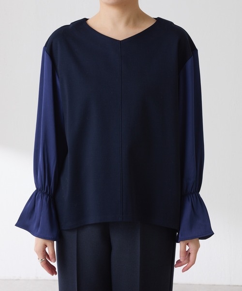 COLLAGE GALLARDAGALANTE(コラージュガリャルダガランテ)の「ドッキングスリーブプルオーバー(Tシャツ/カットソー・レディース・ネイビー/パープル/オフホワイト・FREE)」の16枚目の写真