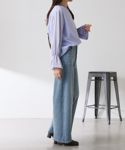 COLLAGE GALLARDAGALANTE(コラージュガリャルダガランテ)の「ドッキングスリーブプルオーバー(Tシャツ/カットソー・レディース・ネイビー/パープル/オフホワイト・FREE)」の19枚目の写真