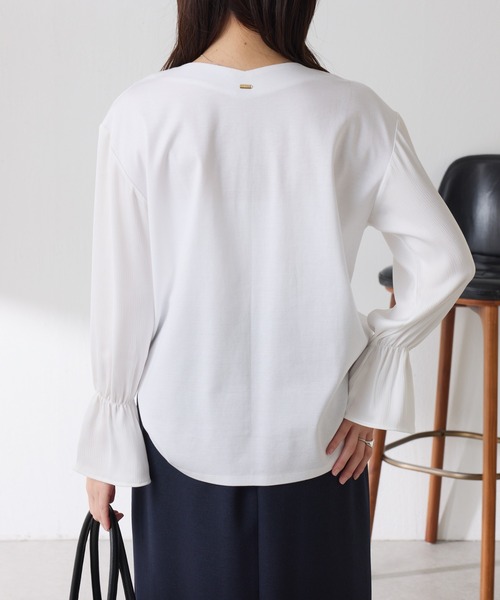 COLLAGE GALLARDAGALANTE(コラージュガリャルダガランテ)の「ドッキングスリーブプルオーバー(Tシャツ/カットソー・レディース・ネイビー/パープル/オフホワイト・FREE)」の6枚目の写真