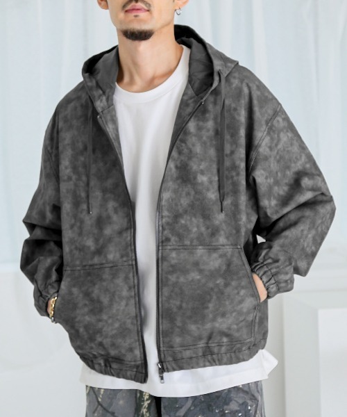 LUXSTYLE(ラグスタイル)の「ケミカルPUレザージップパーカー(パーカー・メンズ・ブラウン/スミクロ/ブラック・M/L)」の1枚目の写真