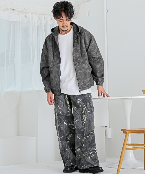 LUXSTYLE(ラグスタイル)の「ケミカルPUレザージップパーカー(パーカー・メンズ・ブラウン/スミクロ/ブラック・M/L)」の5枚目の写真