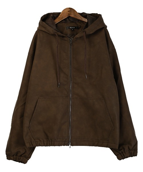 LUXSTYLE(ラグスタイル)の「ケミカルPUレザージップパーカー(パーカー・メンズ・ブラウン/スミクロ/ブラック・M/L)」の18枚目の写真
