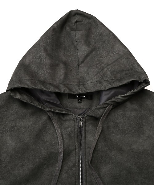 LUXSTYLE(ラグスタイル)の「ケミカルPUレザージップパーカー(パーカー・メンズ・ブラウン/スミクロ/ブラック・M/L)」の19枚目の写真