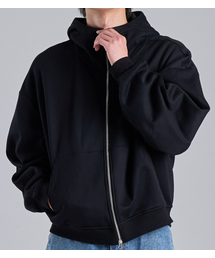 BUTTON SEOUL（ボタンソウル）の「ツーウェイミニマルハイネックコットンフードパーカー（ブラック）（パーカー）」