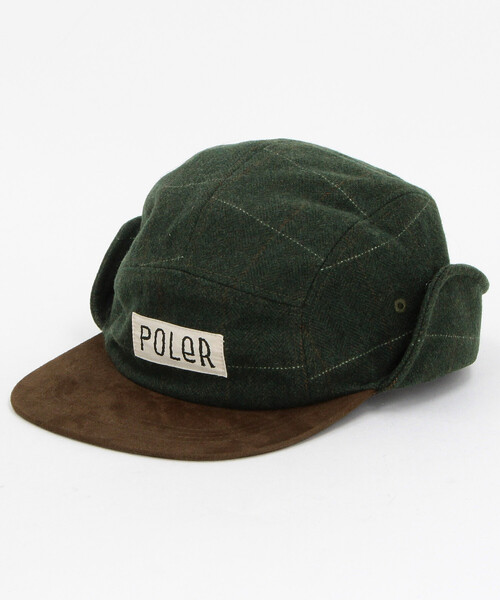 POLeR（ポーラー）の「POLeR/ポーラー TWEED FLAP CAP ツイード フラップキャップ（キャップ・メンズ・グレー/ブラック/グリーン・ONE SIZE）」の3枚目の写真