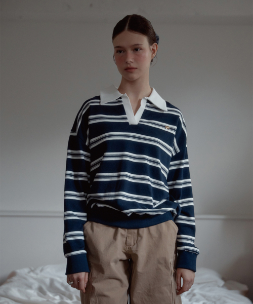 ANC HOPE STRIPE RUGBY SWEATSHIRTS — свитшот-ругби с полосами, цвет Navy