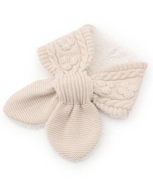 petit main（プティマイン）の「ジャガードニットマフラー（マフラー・キッズ・モカ/アイボリー/ライトブルー・F）」の2枚目の写真