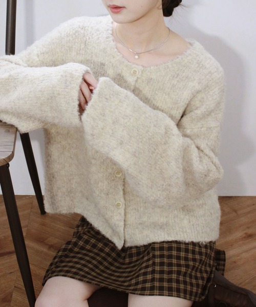 フラッフィーオーバーカーディガン 春 秋 冬 ニット もこもこ