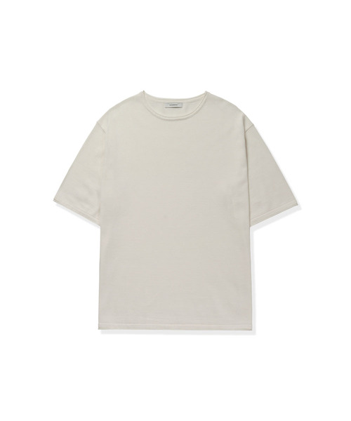 MANNERGRAM(マナーグラム)の「ソフトコットン100 ローリングエッジ ラウンド 半袖ニット - 4カラー(Tシャツ/カットソー・メンズ・ブラック/ブラウン/オフホワイト/ダークネイビー・X-LARGE/XX-LARGE/MEDIUM/LARGE)」の1枚目の写真