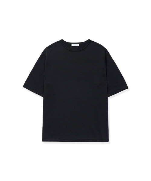 MANNERGRAM(マナーグラム)の「ソフトコットン100 ローリングエッジ ラウンド 半袖ニット - 4カラー(Tシャツ/カットソー・メンズ・ブラック/ブラウン/オフホワイト/ダークネイビー・X-LARGE/XX-LARGE/MEDIUM/LARGE)」の2枚目の写真