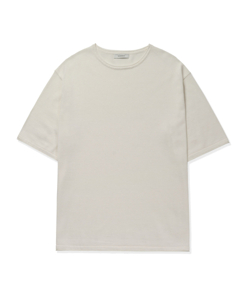 MANNERGRAM(マナーグラム)の「ソフトコットン100 ローリングエッジ ラウンド 半袖ニット - 4カラー(Tシャツ/カットソー・メンズ・ブラック/ブラウン/オフホワイト/ダークネイビー・X-LARGE/XX-LARGE/MEDIUM/LARGE)」の5枚目の写真