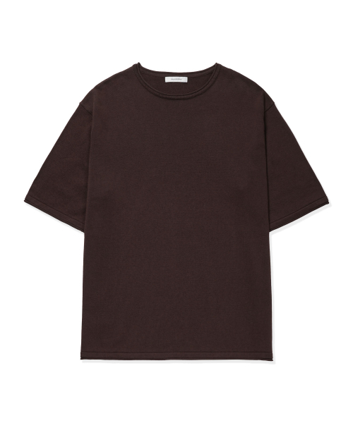 MANNERGRAM(マナーグラム)の「ソフトコットン100 ローリングエッジ ラウンド 半袖ニット - 4カラー(Tシャツ/カットソー・メンズ・ブラック/ブラウン/オフホワイト/ダークネイビー・X-LARGE/XX-LARGE/MEDIUM/LARGE)」の7枚目の写真