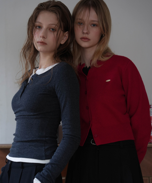 DEHEVE（デヘヴェ）の「Henley Neck Long Sleeve [Charcoal]（Tシャツ/カットソー・レディース・チャコールグレー・FREE）」の7枚目の写真