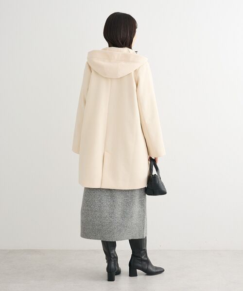 Green Parks(グリーンパークス)の「2wayフード取り外しAラインコート(ノーカラーコート・レディース・オレンジ/ベージュ/チャコールグレー/オフホワイト・FREE)」の7枚目の写真