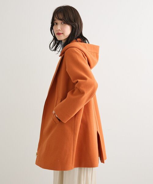 Green Parks(グリーンパークス)の「2wayフード取り外しAラインコート(ノーカラーコート・レディース・オレンジ/ベージュ/チャコールグレー/オフホワイト・FREE)」の17枚目の写真