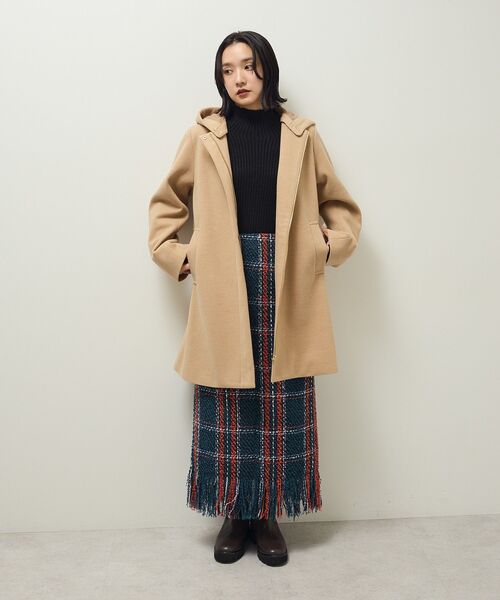 Green Parks(グリーンパークス)の「2wayフード取り外しAラインコート(ノーカラーコート・レディース・オレンジ/ベージュ/チャコールグレー/オフホワイト・FREE)」の19枚目の写真