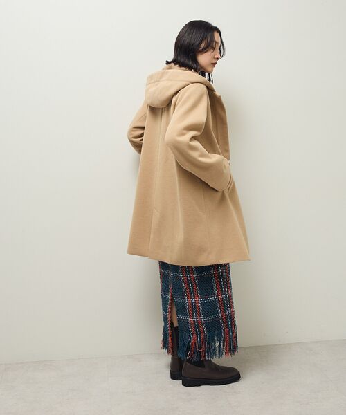 Green Parks(グリーンパークス)の「2wayフード取り外しAラインコート(ノーカラーコート・レディース・オレンジ/ベージュ/チャコールグレー/オフホワイト・FREE)」の21枚目の写真