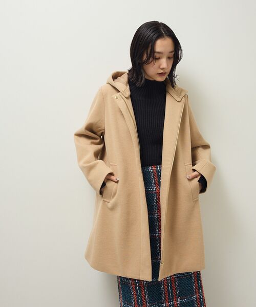 Green Parks(グリーンパークス)の「2wayフード取り外しAラインコート(ノーカラーコート・レディース・オレンジ/ベージュ/チャコールグレー/オフホワイト・FREE)」の22枚目の写真