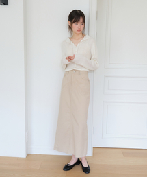 WAVE COTTON SKIRT_BEIGE