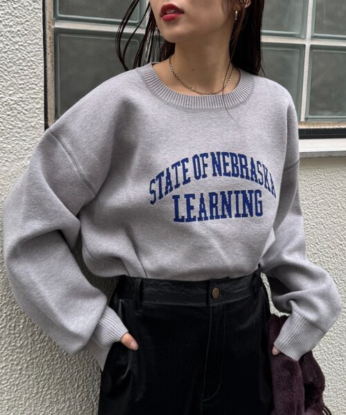 CIAOPANIC TYPY(チャオパニックティピー)の「スウェットライクカレッジロゴニット(ニット/セーター・レディース・ブラウン/レッド/チャコールグレー/グレー・ONE SIZE)」の7枚目の写真