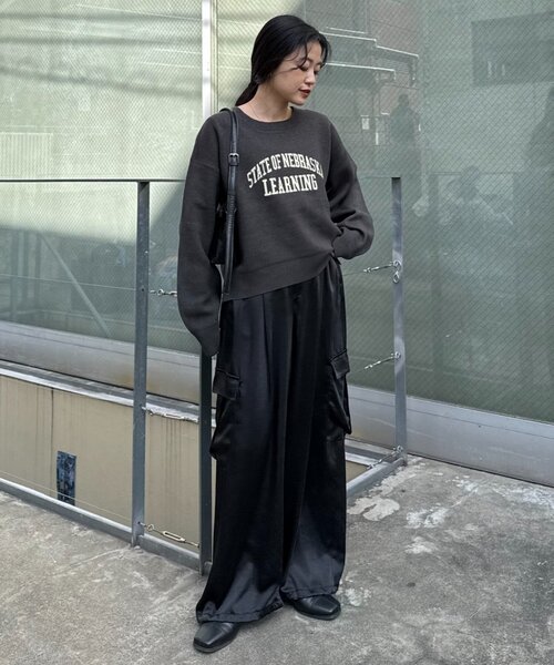 CIAOPANIC TYPY(チャオパニックティピー)の「スウェットライクカレッジロゴニット(ニット/セーター・レディース・ブラウン/レッド/チャコールグレー/グレー・ONE SIZE)」の16枚目の写真