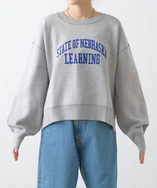 CIAOPANIC TYPY(チャオパニックティピー)の「スウェットライクカレッジロゴニット(ニット/セーター・レディース・ブラウン/レッド/チャコールグレー/グレー・ONE SIZE)」の19枚目の写真