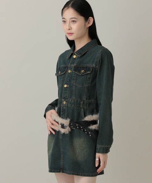 3.3 Field Trip （3.3フィールドトリップ）の「3.3 Field Trip／ヴィンテージライクデニムミニワンピース（ワンピース・レディース・ネイビー/ブルー・MEDIUM/SMALL）」の10枚目の写真