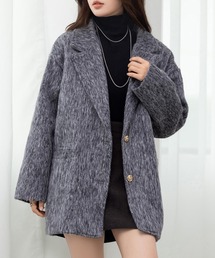 DAY CLOSET | 【キルティング裏地付き】クラス感漂う金釦。長袖テーラード シャギー ミックス コート レディース(その他アウター)