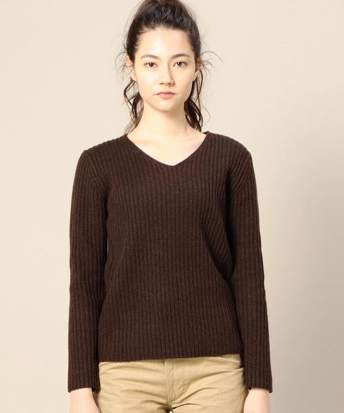 BEAUTY&YOUTH UNITED ARROWS（ビューティーアンドユースユナイテッドアローズ）の「BY 2×2リブVネックニットプルオーバー◆（ニット/セーター・レディース・ホワイト/ブラック/ライトグレー/ブラウン・FREE）」の6枚目の写真