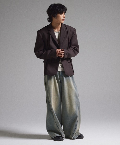 GRANCY（グランシー）の「【GRANCY】Pierced Tuck Tailored Jacket / ピアスデザインタックテーラードジャケット（テーラードジャケット・メンズ・ブラウン/ブラック・S/M/L）」の14枚目の写真