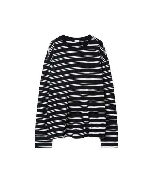 YOUCHE PRET A PORTER(ユッシュプレタポルテ)の「SR OBLIQUE STRIPED LONG SLEEVE Black(Tシャツ/カットソー・メンズ・その他・LARGE)」の1枚目の写真