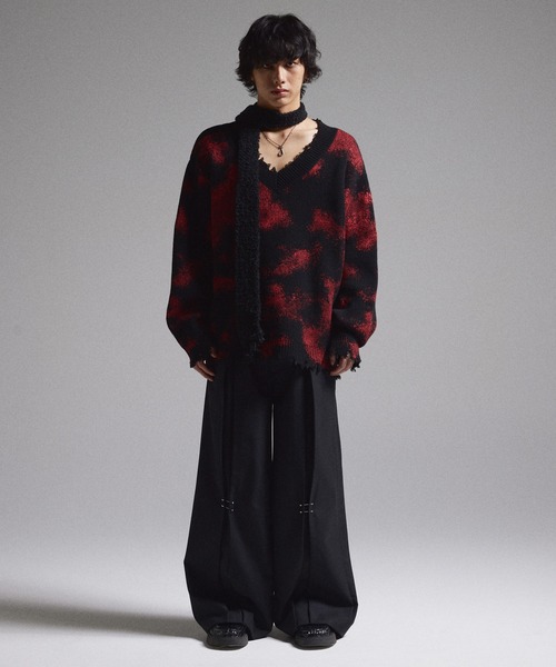 GRANCY（グランシー）の「【GRANCY】Spray Damaged V-neck Wool Knit / スプレーダメージVネックウールニット（ニット/セーター・メンズ・ブラック/ブラウン・S/M/L）」の11枚目の写真