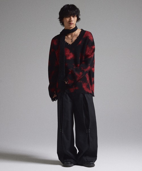 GRANCY（グランシー）の「【GRANCY】Spray Damaged V-neck Wool Knit / スプレーダメージVネックウールニット（ニット/セーター・メンズ・ブラック/ブラウン・S/M/L）」の16枚目の写真