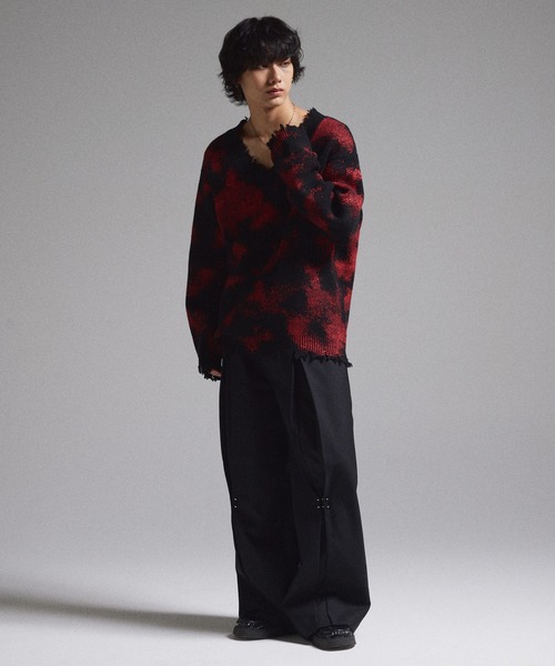GRANCY（グランシー）の「【GRANCY】Spray Damaged V-neck Wool Knit / スプレーダメージVネックウールニット（ニット/セーター・メンズ・ブラック/ブラウン・S/M/L）」の17枚目の写真