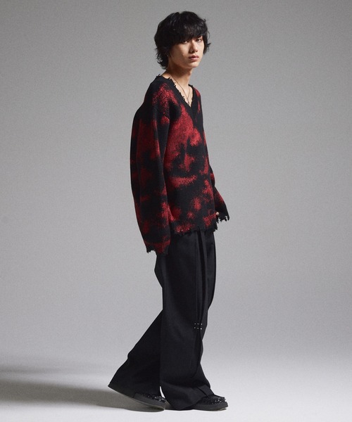 GRANCY（グランシー）の「【GRANCY】Spray Damaged V-neck Wool Knit / スプレーダメージVネックウールニット（ニット/セーター・メンズ・ブラック/ブラウン・S/M/L）」の18枚目の写真