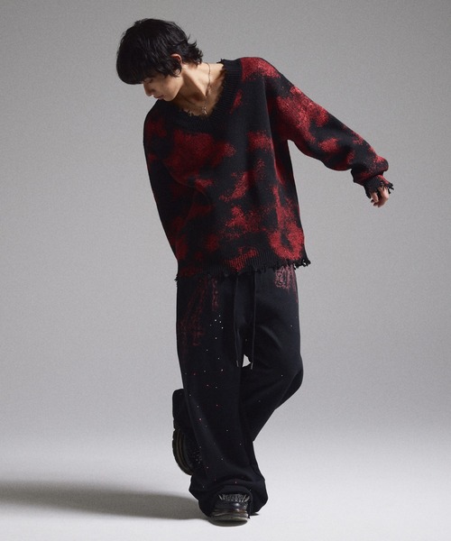 GRANCY（グランシー）の「【GRANCY】Spray Damaged V-neck Wool Knit / スプレーダメージVネックウールニット（ニット/セーター・メンズ・ブラック/ブラウン・S/M/L）」の21枚目の写真