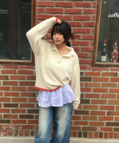 AMOU(アモウ)の「Mohair Washable Kara knit IVORY(ニット/セーター・レディース・その他・1/2/3)」の1枚目の写真