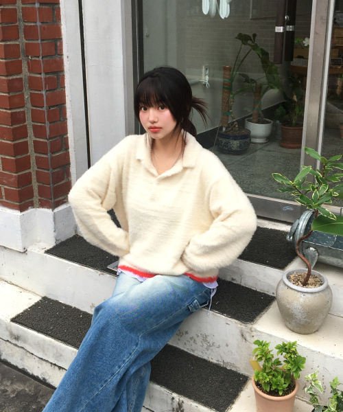AMOU(アモウ)の「Mohair Washable Kara knit IVORY(ニット/セーター・レディース・その他・1/2/3)」の2枚目の写真