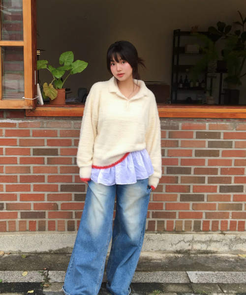 AMOU(アモウ)の「Mohair Washable Kara knit IVORY(ニット/セーター・レディース・その他・1/2/3)」の3枚目の写真