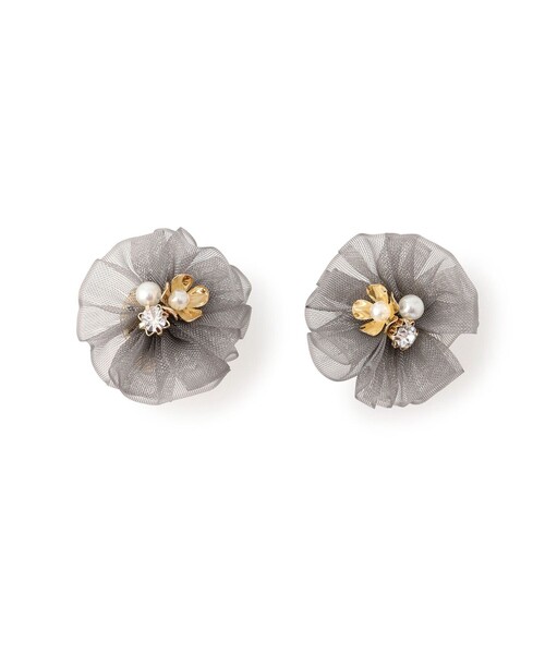 ROPE' PICNIC（ロペピクニック）の「チュールイヤリング（イヤリング・レディース・チャコールグレー/キナリ・FREE）」の8枚目の写真