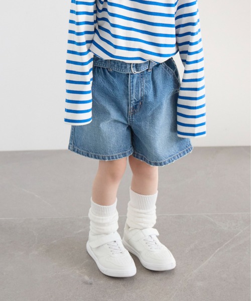 LOWRYS FARM(ローリーズファーム)の「ベルトツキデニムショートパンツ 607546(デニムパンツ・キッズ・ワンウォッシュ/ブルー/ブラック・110cm/150cm/140cm/130cm/120cm)」の2枚目の写真