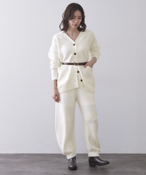 OPAQUE.CLIP（オペークドットクリップ）の「ニットパンツ/セットアップ対応可【洗濯機OK】（その他パンツ・レディース・チャコールグレー/オフホワイト・00）」の4枚目の写真