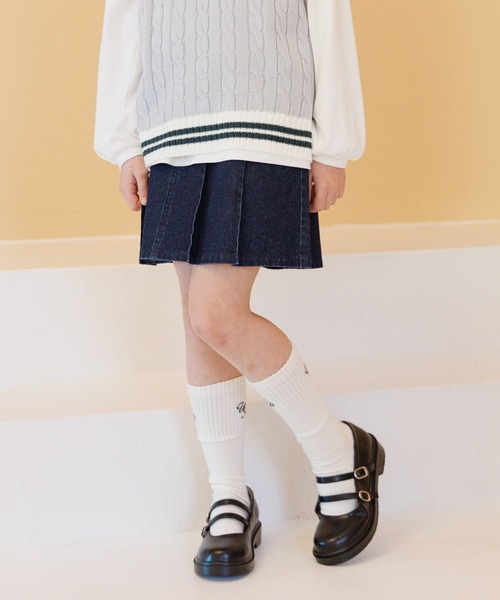 GLOBAL WORK(グローバルワーク)の「CHEER ONデニムスカート/625200(デニムスカート・キッズ・ネイビー/ベージュ/ブラック・160cm/150cm/140cm/130cm)」の1枚目の写真